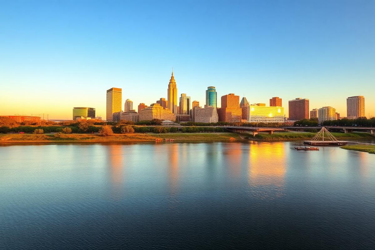 Downtown Austin, Texas skyline at golden hour